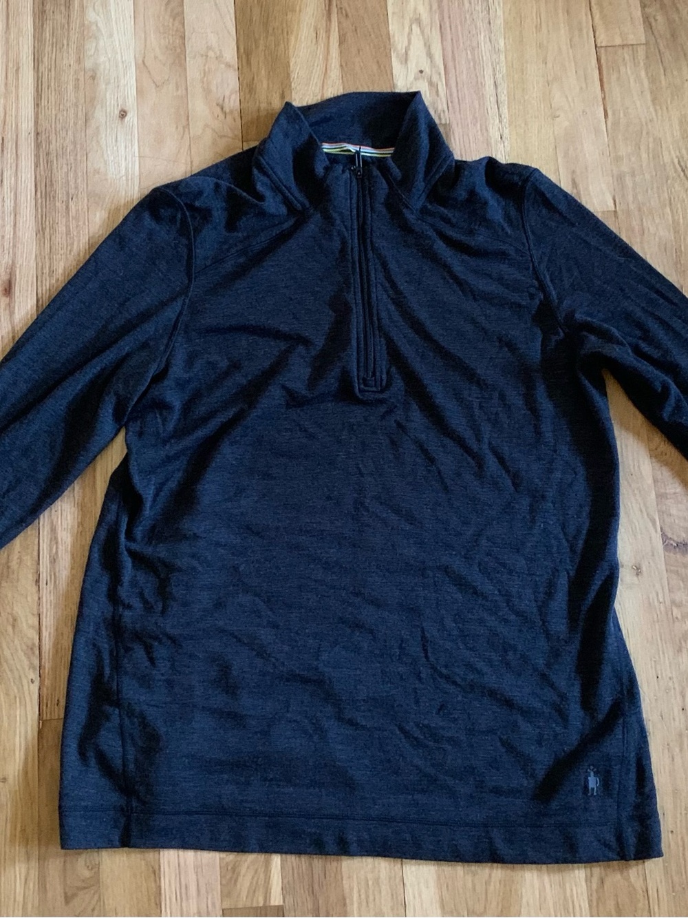 Smartwool Women's Dark Gray Quarter-Zip Pullover with Striped Trim